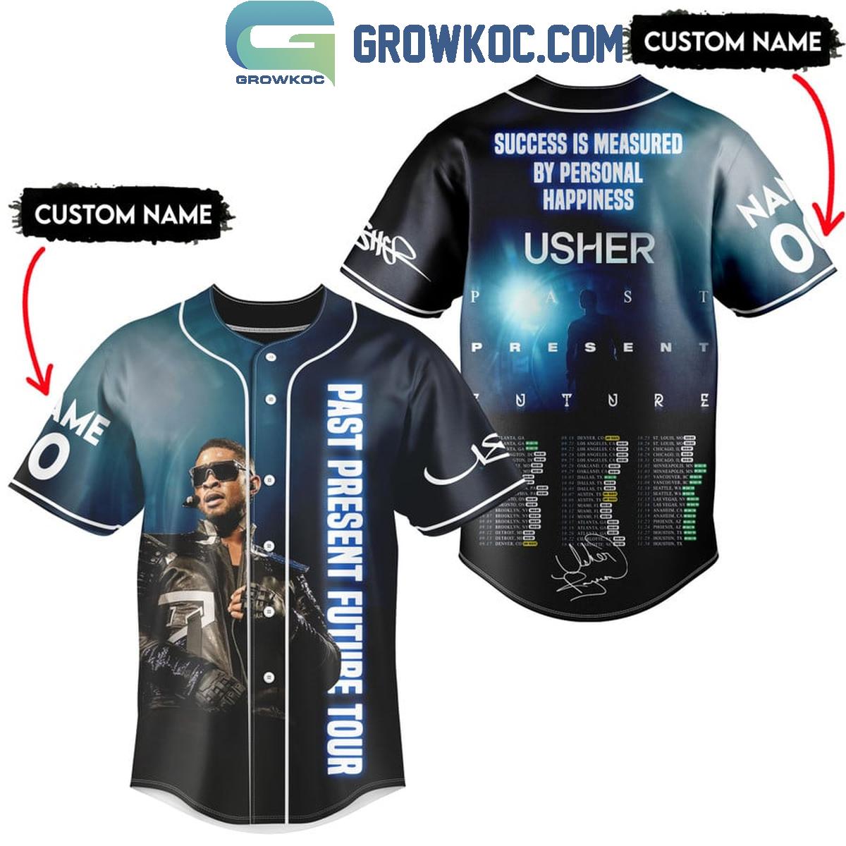 Usher Success Is Measured By Personal Happiness Personalized Baseball Jersey Unisex T-shirt, Sweatshirt, Hoodie, Long Sleeve Tee - T-Shirt, Sweatshirt, Hoodie