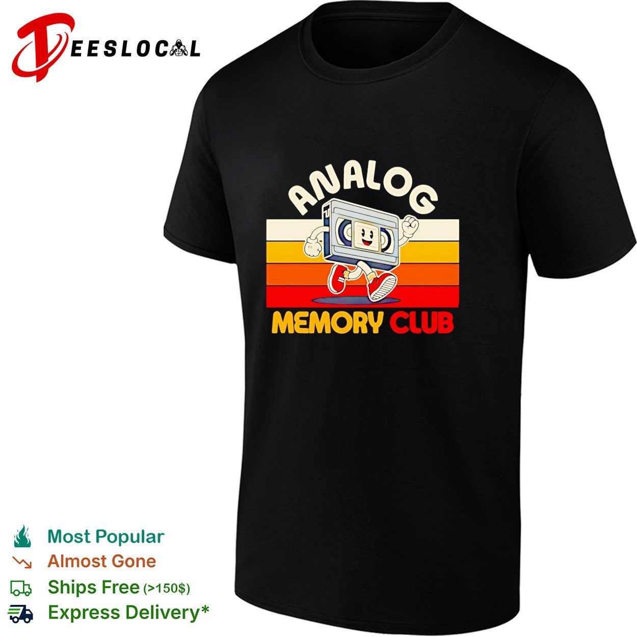 VHS tape running analog memory club retro shirt Unisex T-shirt, Sweatshirt, Hoodie, Long Sleeve Tee - T-Shirt, Sweatshirt, Hoodie