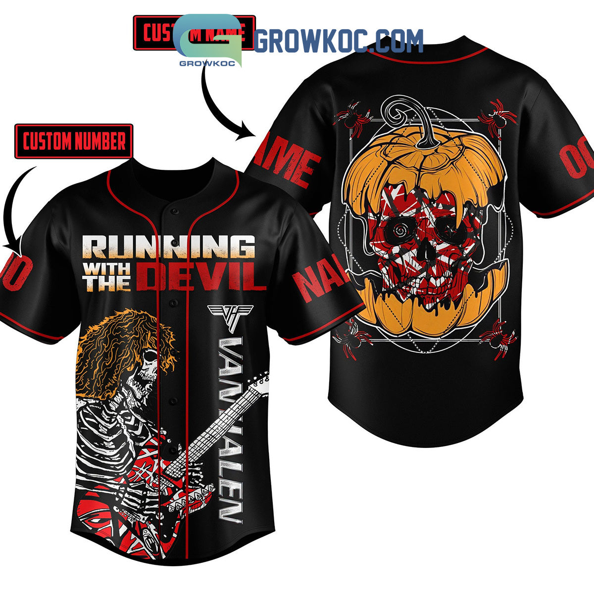 Van Halen Running With The Devil Personalized Baseball Jersey Unisex T-shirt, Sweatshirt, Hoodie, Long Sleeve Tee - T-Shirt, Sweatshirt, Hoodie