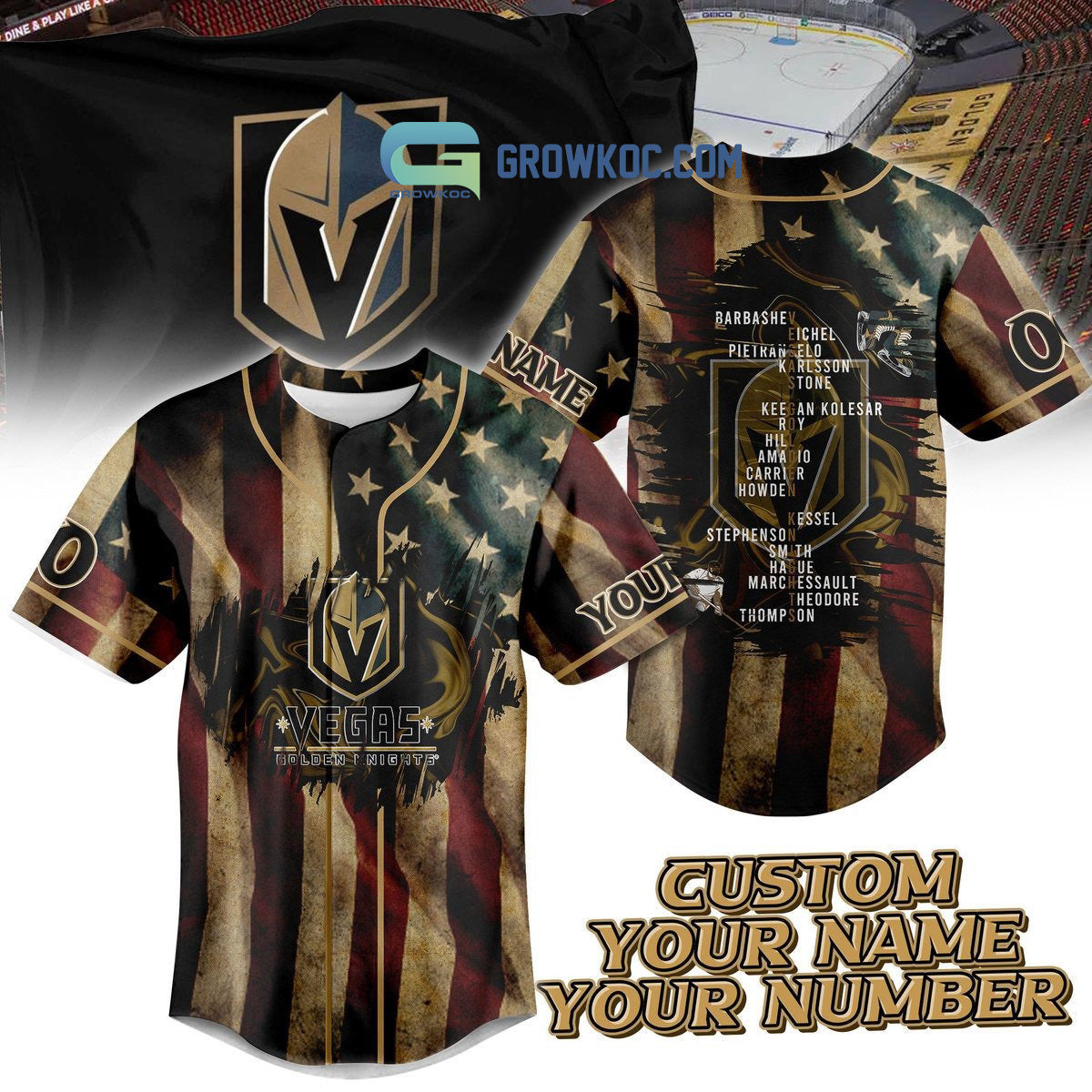 Vegas Golden Knights 4 July United States Of American Personalized Baseball Jersey Unisex T-shirt, Sweatshirt, Hoodie, Long Sleeve Tee - T-Shirt, Sweatshirt, Hoodie