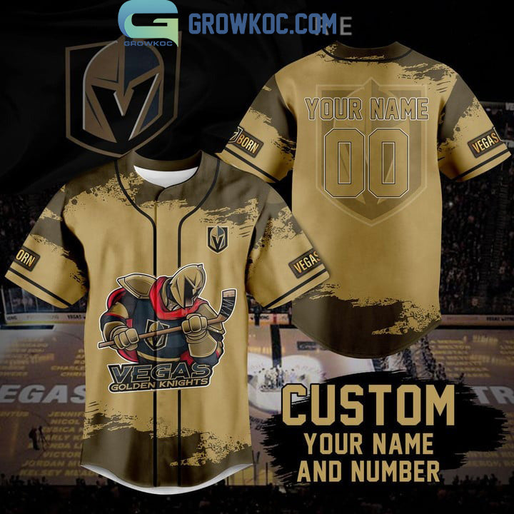 Vegas Golden Knights Custom Personalized Gold Design Baseball Jersey Unisex T-shirt, Sweatshirt, Hoodie, Long Sleeve Tee - T-Shirt, Sweatshirt, Hoodie