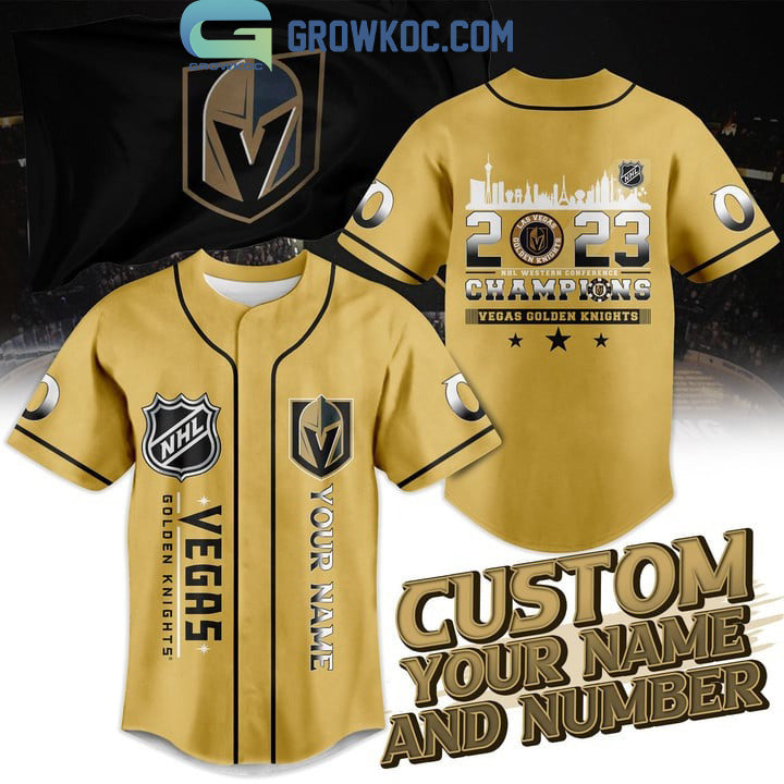 Vegas Golden Knights NHL Western Conference Champions 2023 Gold Baseball Jersey Unisex T-shirt, Sweatshirt, Hoodie, Long Sleeve Tee - T-Shirt, Sweatshirt, Hoodie
