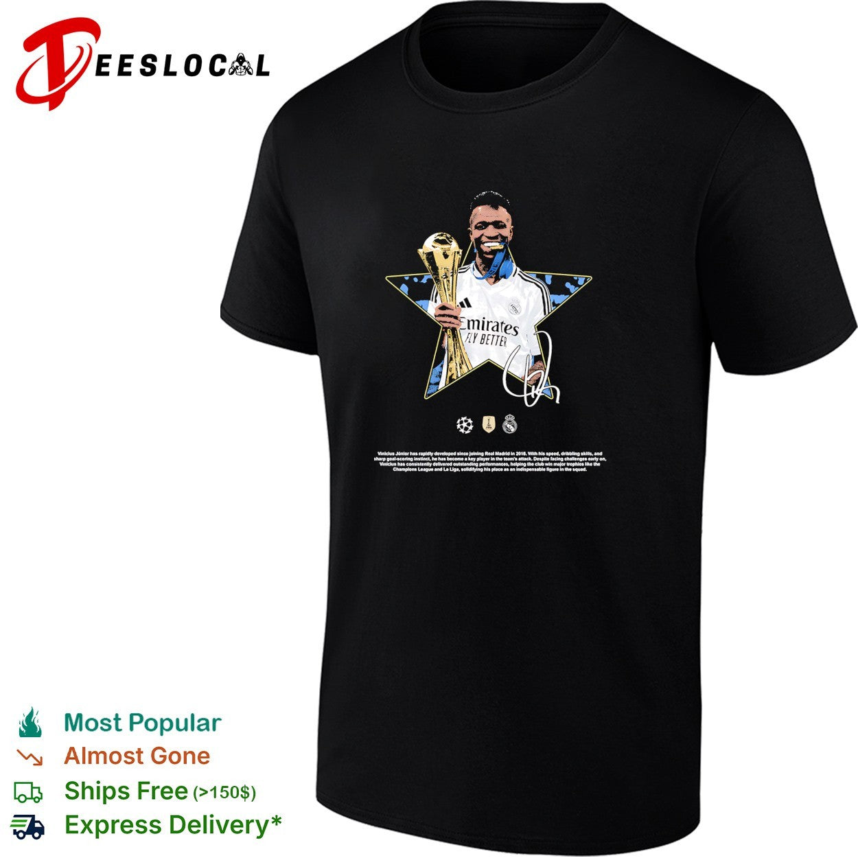 Vinicius Junior Real Madrid signature shirt Unisex T-shirt, Sweatshirt, Hoodie, Long Sleeve Tee - T-Shirt, Sweatshirt, Hoodie