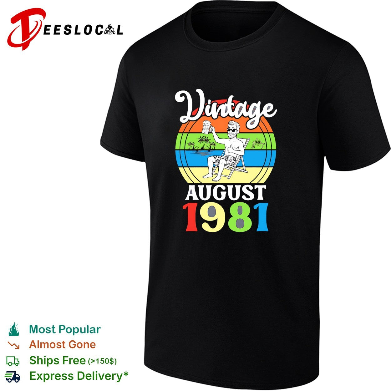 Vintage August 1981 shirt Unisex T-shirt, Sweatshirt, Hoodie, Long Sleeve Tee - T-Shirt, Sweatshirt, Hoodie