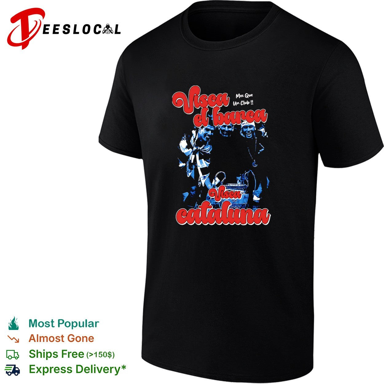 Visca el barca visca Cataluna mes que un club shirt Unisex T-shirt, Sweatshirt, Hoodie, Long Sleeve Tee - T-Shirt, Sweatshirt, Hoodie