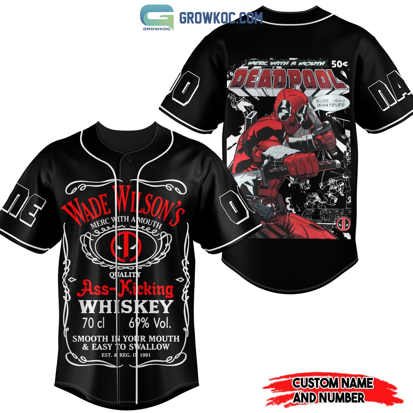 Wade Wilsons Merc With A Mouth Deadpool Personalized Baseball Jersey Unisex T-shirt, Sweatshirt, Hoodie, Long Sleeve Tee - T-Shirt, Sweatshirt, Hoodie
