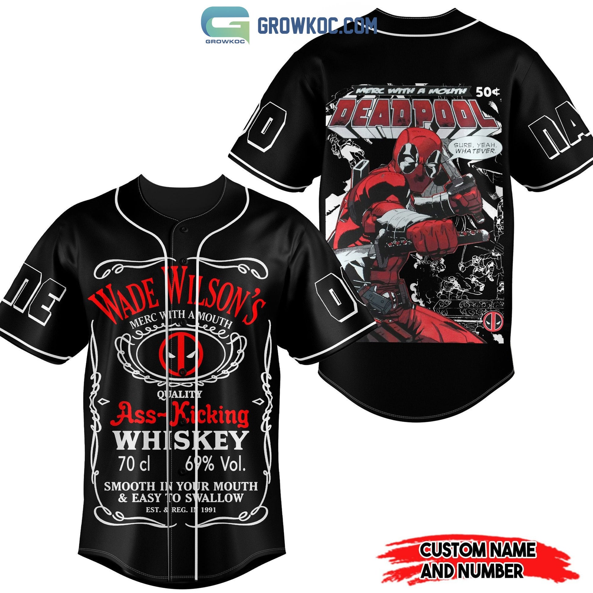 Wade Wilsons Merc With A Mouth Deadpool Personalized Baseball Jersey Unisex T-shirt, Sweatshirt, Hoodie, Long Sleeve Tee - T-Shirt, Sweatshirt, Hoodie