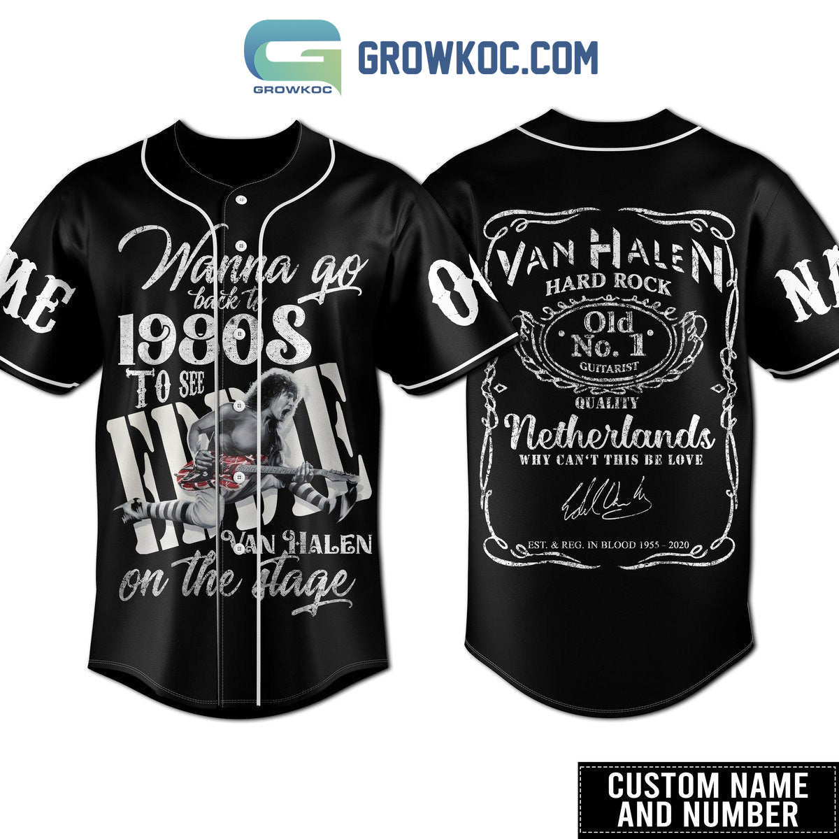 Wanna Go Back To 1980s To See Eddie Van Halen On The Stage Personalized Baseball Jersey Unisex T-shirt, Sweatshirt, Hoodie, Long Sleeve Tee - T-Shirt, Sweatshirt, Hoodie
