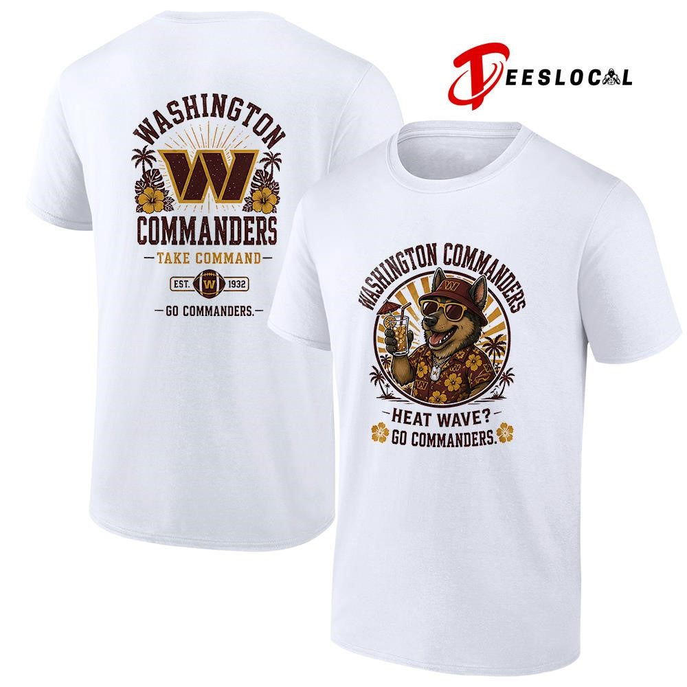 Washington Commanders heat wave beach vibes mascot shirt Unisex T-shirt, Sweatshirt, Hoodie, Long Sleeve Tee - T-Shirt, Sweatshirt, Hoodie