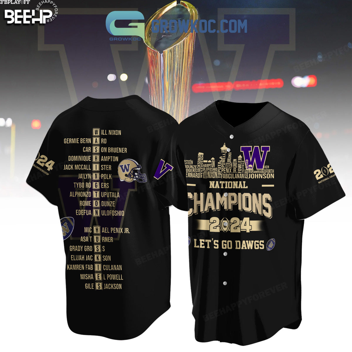 Washington Huskies National Champions 2024 Lets go Dawgs Baseball Jersey Unisex T-shirt, Sweatshirt, Hoodie, Long Sleeve Tee - T-Shirt, Sweatshirt, Hoodie