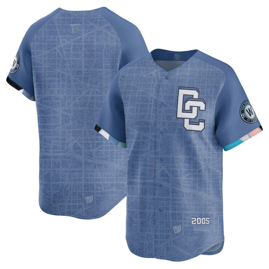 Washington Nationals Blue 2025 City Connect Limited Stitched Baseball Jersey baseball jersey product view 1