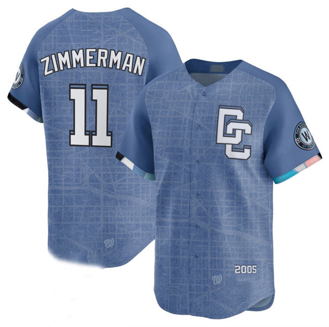 Washington Nationals #11 Ryan Zimmerman Blue 2025 City Connect Limited Stitched Baseball Jersey baseball jersey product view 1