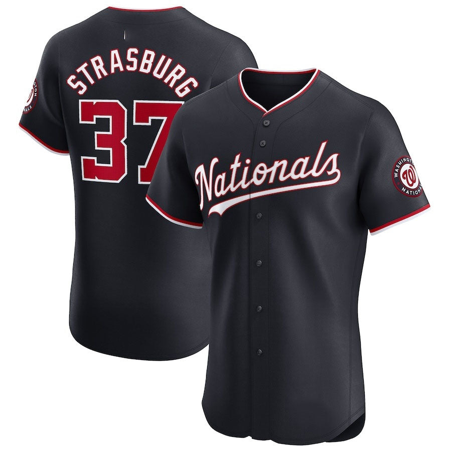 Washington Nationals #37 Stephen Strasburg Alternate Elite Player Jersey - Navy Stitched Baseball Jersey baseball jersey product view 1