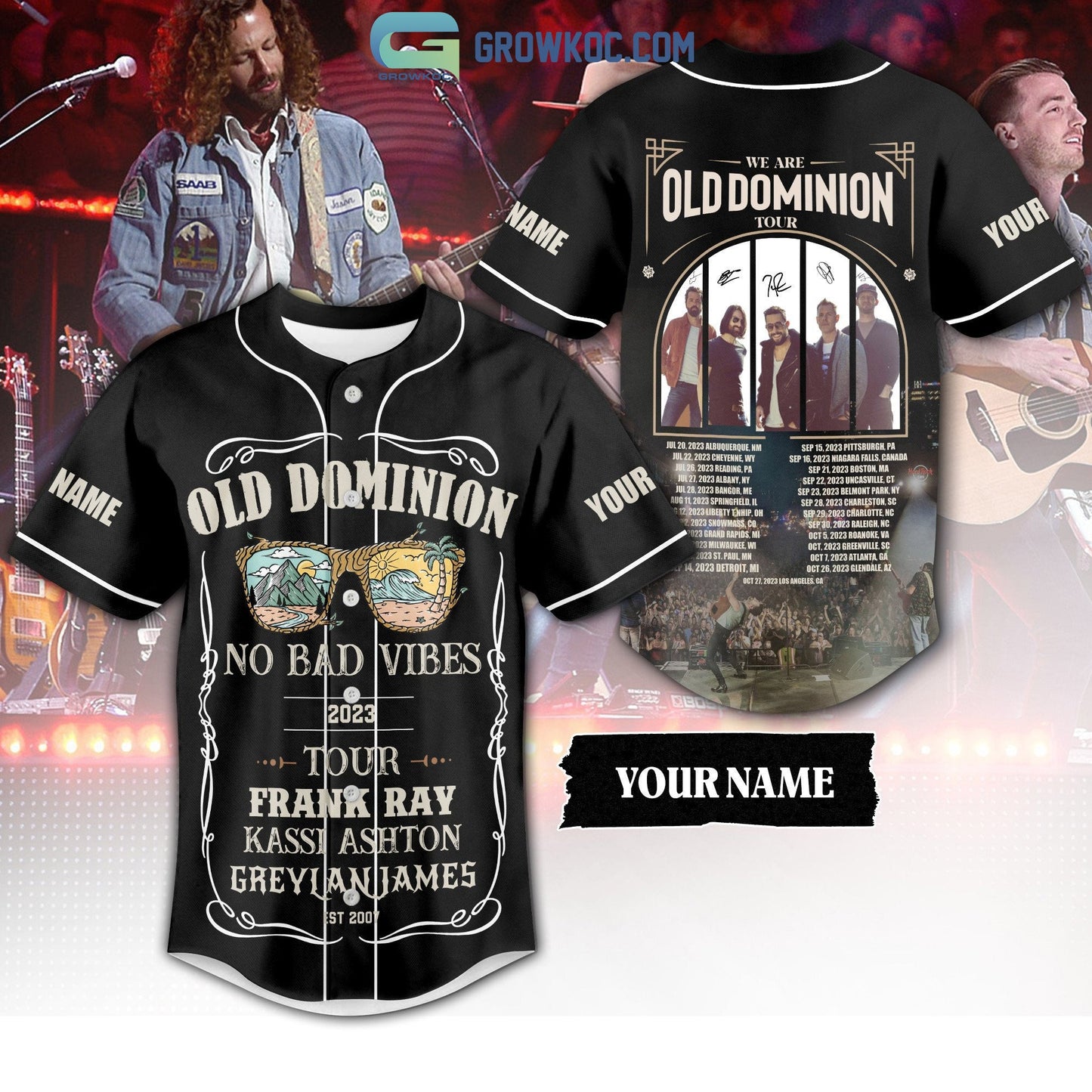 We Are Old Dominion Tour 2023 Personalized Baseball Jersey Unisex T-shirt, Sweatshirt, Hoodie, Long Sleeve Tee - T-Shirt, Sweatshirt, Hoodie