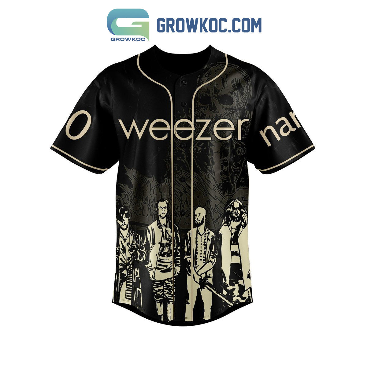 Weezer Fake Smile And Vervous Laughter Personalized Baseball Jersey Unisex T-shirt, Sweatshirt, Hoodie, Long Sleeve Tee - T-Shirt, Sweatshirt, Hoodie