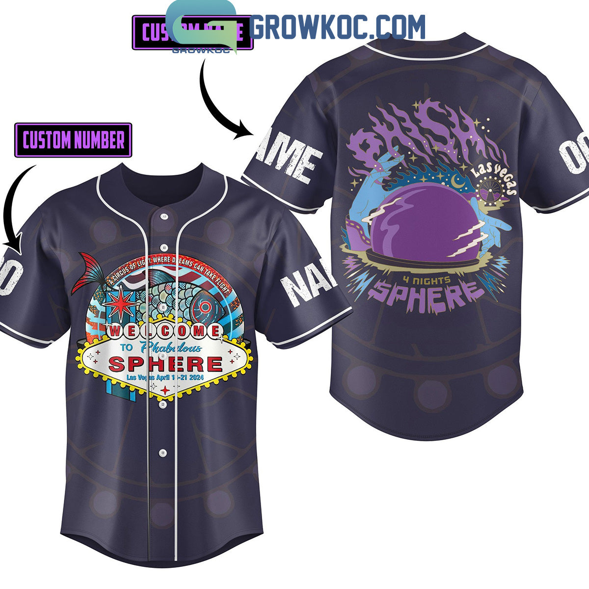 Welcome To Phabulous Sphere Las Vegas 4 Nights Personalized Baseball Jersey Unisex T-shirt, Sweatshirt, Hoodie, Long Sleeve Tee - T-Shirt, Sweatshirt, Hoodie