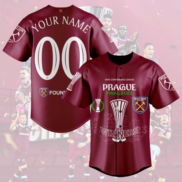 West Ham United UEFA Conference League Winners Final 2023 Personalized Maroon Design Baseball Jersey - T-Shirt, Sweatshirt, Hoodie