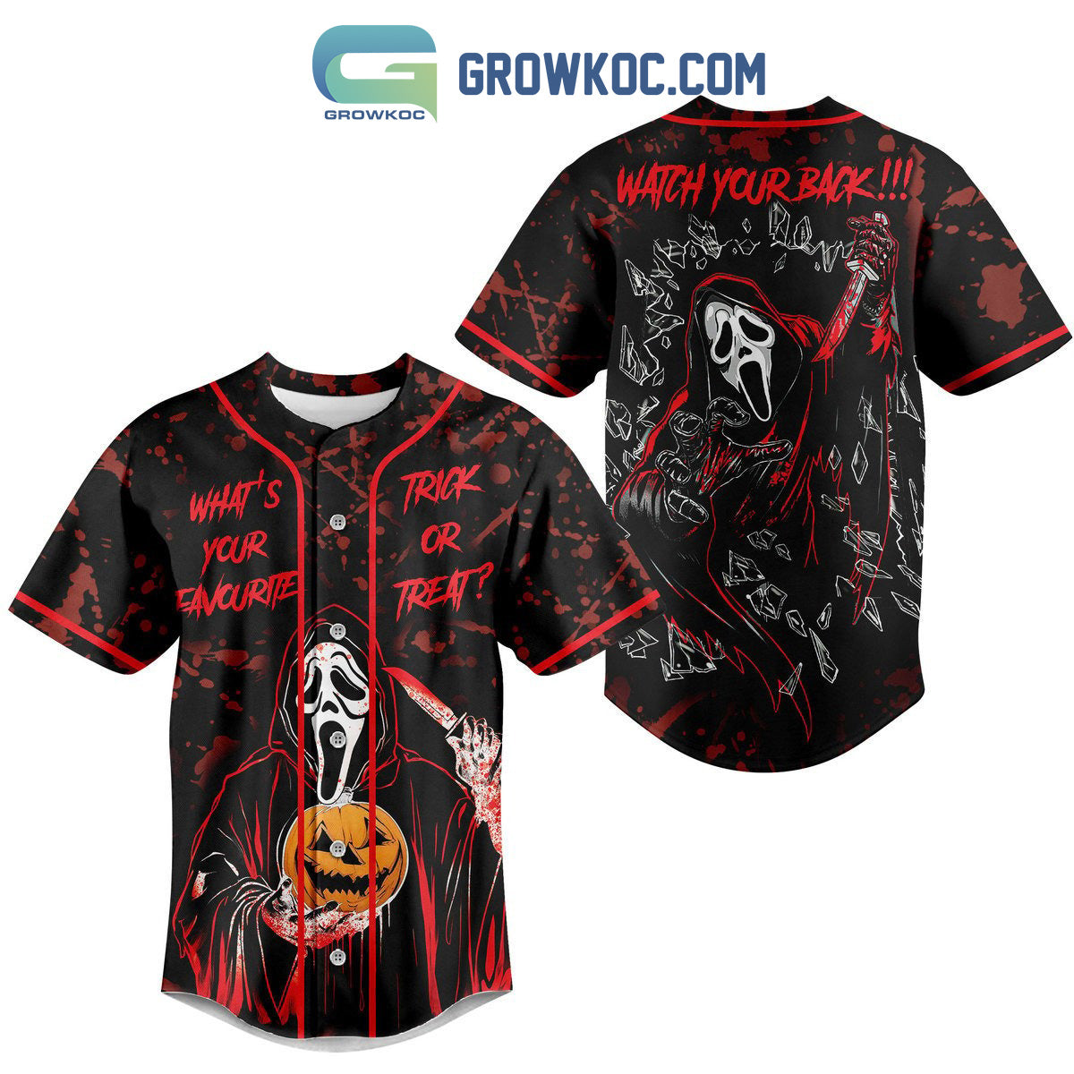 Whats Your Favourite Trick Or Treat Horror Movies Baseball Jersey Unisex T-shirt, Sweatshirt, Hoodie, Long Sleeve Tee - T-Shirt, Sweatshirt, Hoodie