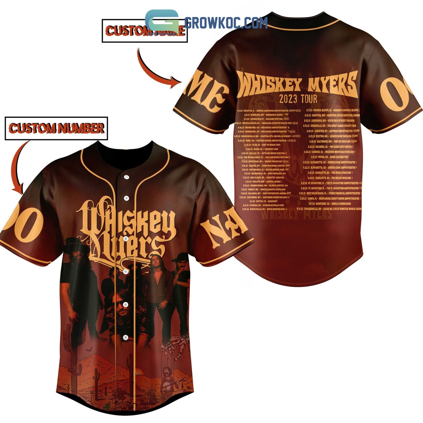 Whiskey Myers 2023 Tour Personalized Baseball Jersey Unisex T-shirt, Sweatshirt, Hoodie, Long Sleeve Tee - T-Shirt, Sweatshirt, Hoodie
