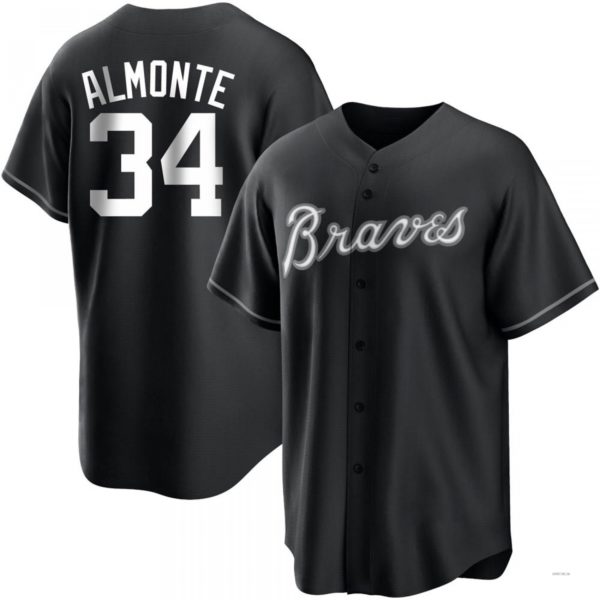 Atlanta Braves #34 Abafckm Almonte White Black/ Jersey Stitches Baseball Jerseys baseball jersey product view 1