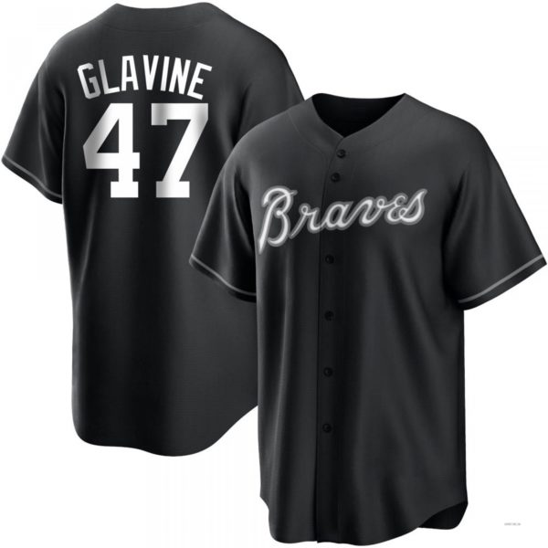 Atlanta Braves #47 Tom Glavine White Black Jersey Stitches Baseball Jerseys baseball jersey product view 1