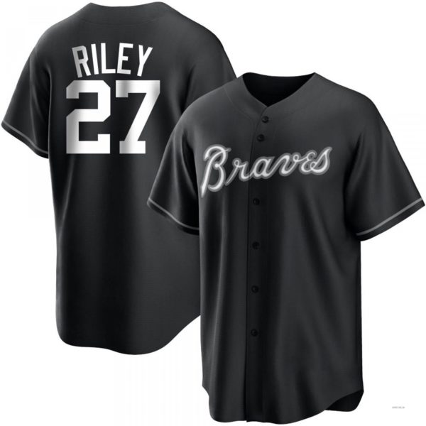 Atlanta Braves #27 Austin Riley White Black/ Jersey Stitches Baseball Jerseys baseball jersey product view 1