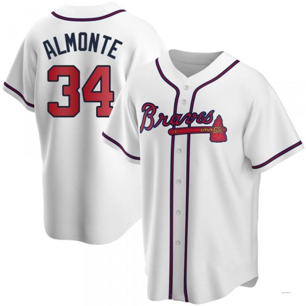Atlanta Braves #34 Abafckm Almonte White Home Jersey Stitches Baseball Jerseys baseball jersey product view 1
