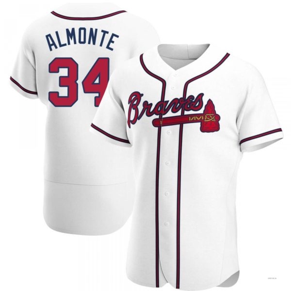 Atlanta Braves #34 Abafckm Almonte White Home Jersey Stitches Baseball Jerseys baseball jersey product view 1