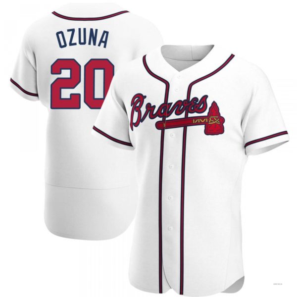 Atlanta Braves #20 Marcell Ozuna White Home Jersey Stitches Baseball Jerseys baseball jersey product view 1