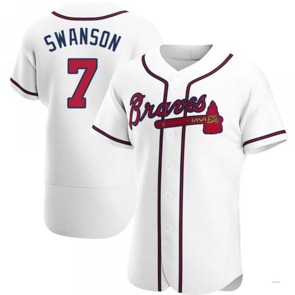 Atlanta Braves #7 Dansby Swanson White Home Jersey Stitches Baseball Jerseys baseball jersey product view 1