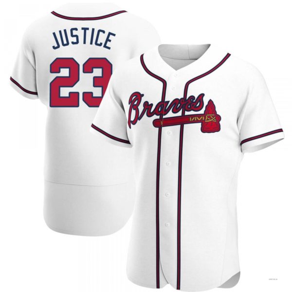 Atlanta Braves #23 David Justice White Home Jersey Stitches Baseball Jerseys baseball jersey product view 1