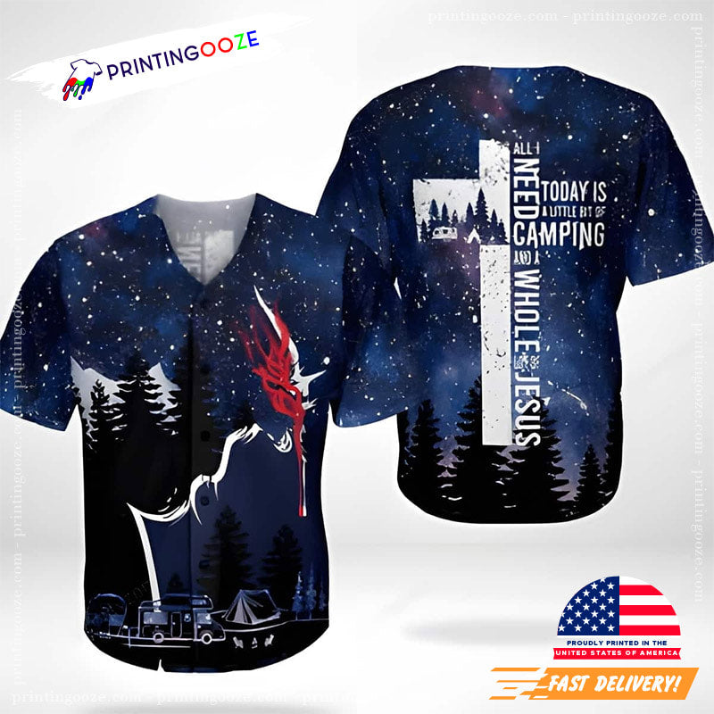 Whole Lot Of Jesus Sky Night Forest Baseball Jersey Unisex T-shirt, Sweatshirt, Hoodie, Long Sleeve Tee - T-Shirt, Sweatshirt, Hoodie