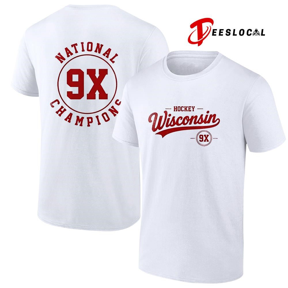 Wisconsin Badgers National Champions 9x logo shirt Unisex T-shirt, Sweatshirt, Hoodie, Long Sleeve Tee - T-Shirt, Sweatshirt, Hoodie
