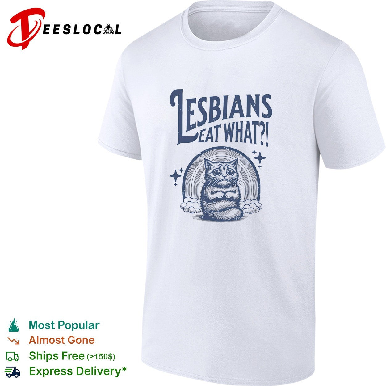 Worried cat sitting lesbians eat what meme shirt Unisex T-shirt, Sweatshirt, Hoodie, Long Sleeve Tee - T-Shirt, Sweatshirt, Hoodie