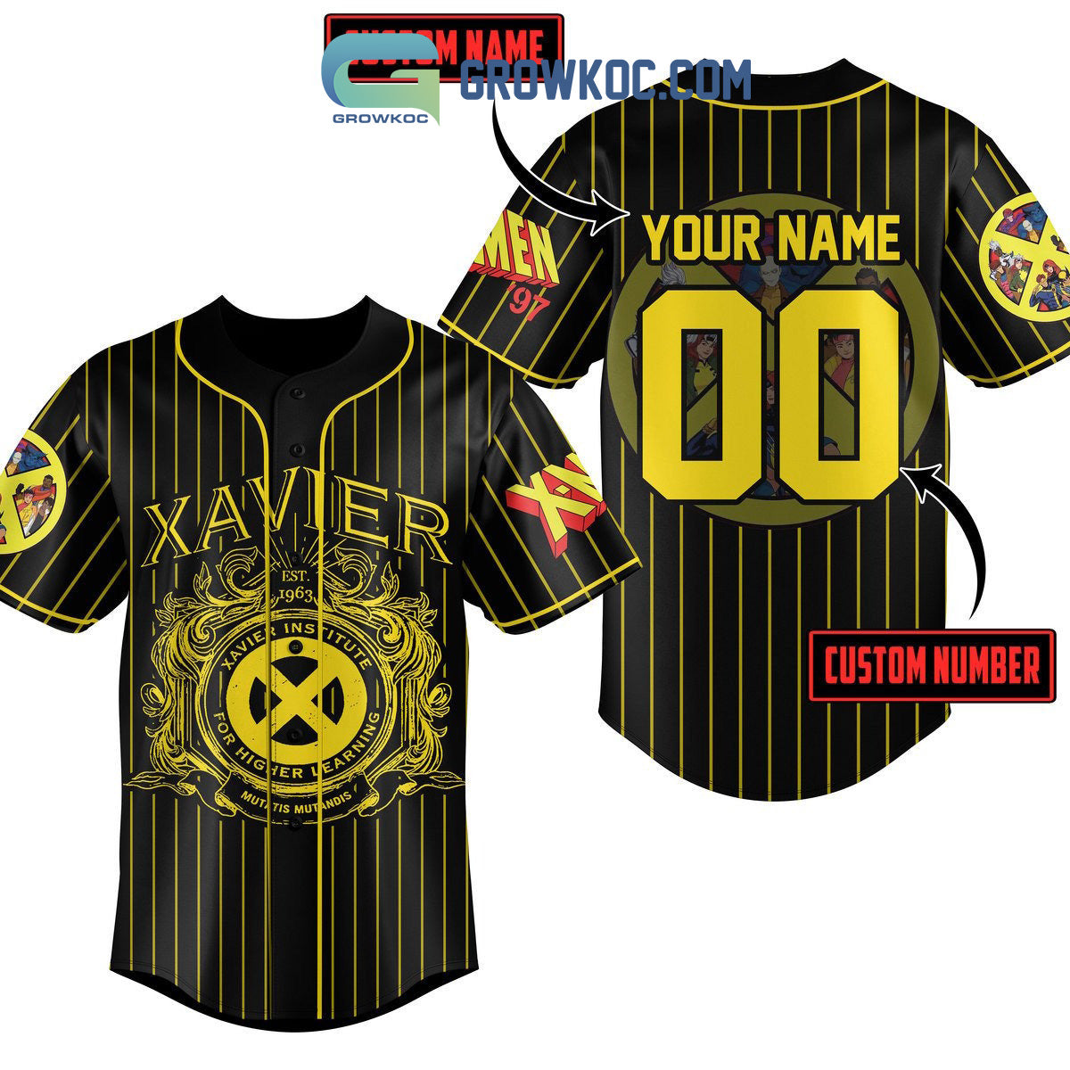 X-Men 97 Xavier Institute For Higher Learning Fan Love Personalized Baseball Jersey Unisex T-shirt, Sweatshirt, Hoodie, Long Sleeve Tee - T-Shirt, Sweatshirt, Hoodie