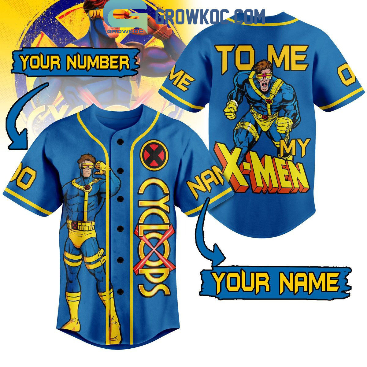 X-Men Cyclops To ME My X-Men Personalized Baseball Jersey Unisex T-shirt, Sweatshirt, Hoodie, Long Sleeve Tee - T-Shirt, Sweatshirt, Hoodie