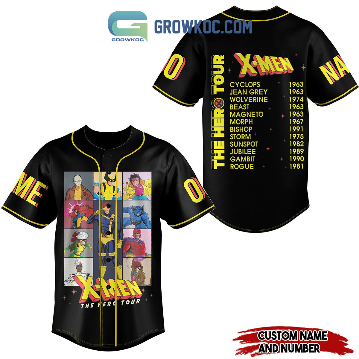 X-Men The Hero Tour Fan Love Personalized Baseball Jersey Unisex T-shirt, Sweatshirt, Hoodie, Long Sleeve Tee - T-Shirt, Sweatshirt, Hoodie