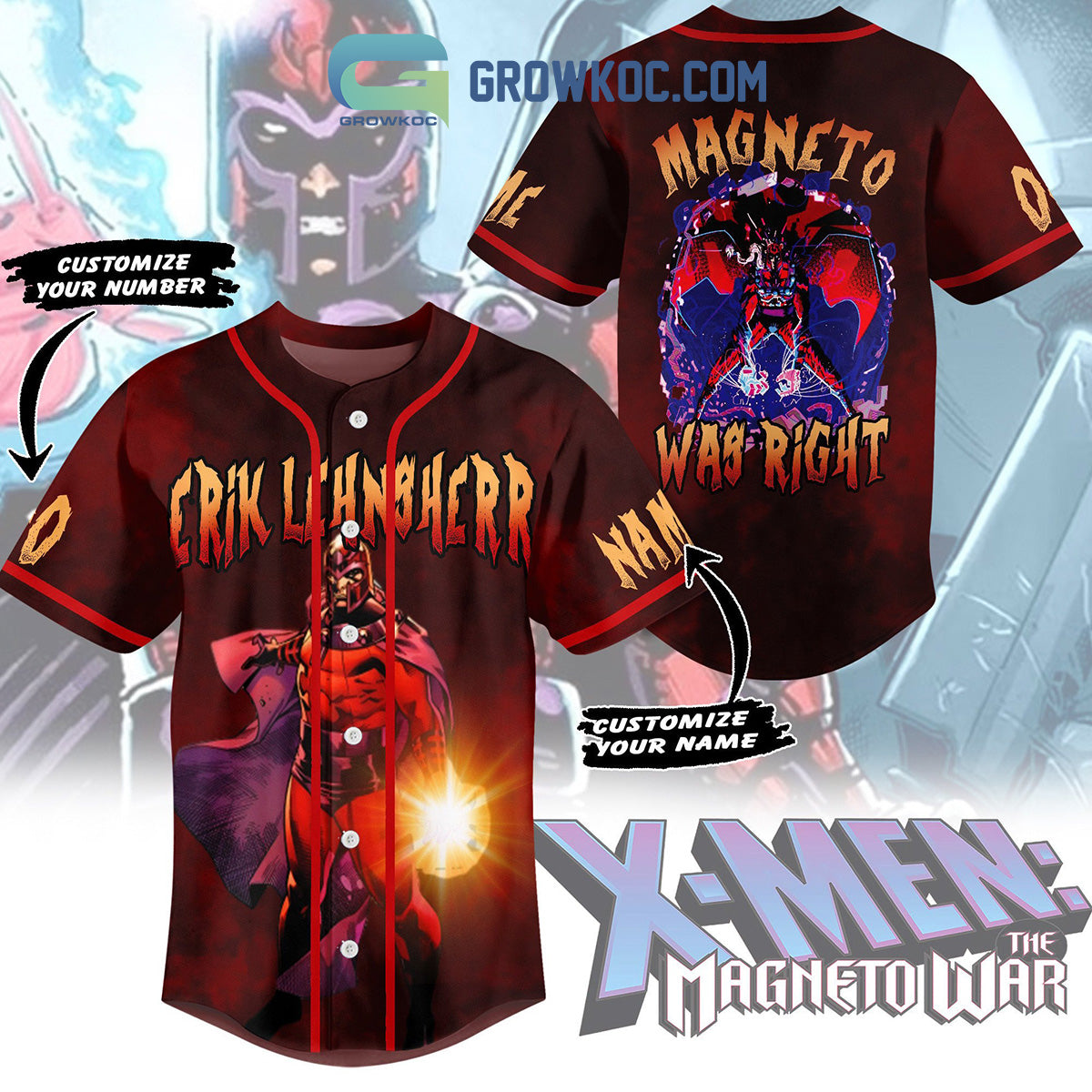 X-Men The Magneto War Magneto Was Right Erik Lehnsherr Personalized Baseball Jersey Unisex T-shirt, Sweatshirt, Hoodie, Long Sleeve Tee - T-Shirt, Sweatshirt, Hoodie