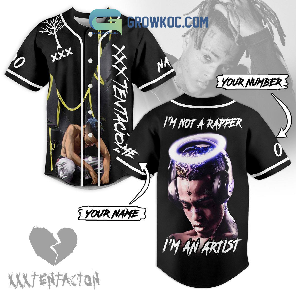 XXXTentacion Im Not Rapper Im An Artist Personalized Baseball Jersey Unisex T-shirt, Sweatshirt, Hoodie, Long Sleeve Tee - T-Shirt, Sweatshirt, Hoodie