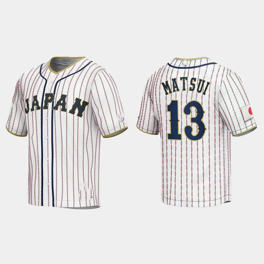 #13 YUKI MATSUI JAPAN BASEBALL 2023 WORLD BASEBALL CLASSIC JERSEY ¨C WHITE Stitches Baseball Jerseys baseball jersey product view 1