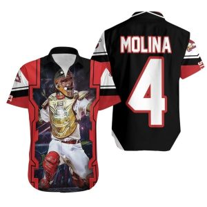 Yadier Molina St Louis Cardinals Logo Golden Shield Throwing Hawaiian Shirt, Cardinals Hawaiian Shirt - T-Shirt, Sweatshirt, Hoodie