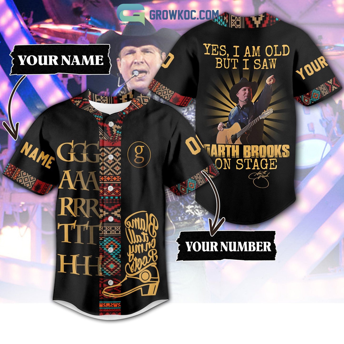Yes I Am Old But I Saw Garth Brooks On Stage Personalized Baseball Jersey Unisex T-shirt, Sweatshirt, Hoodie, Long Sleeve Tee - T-Shirt, Sweatshirt, Hoodie