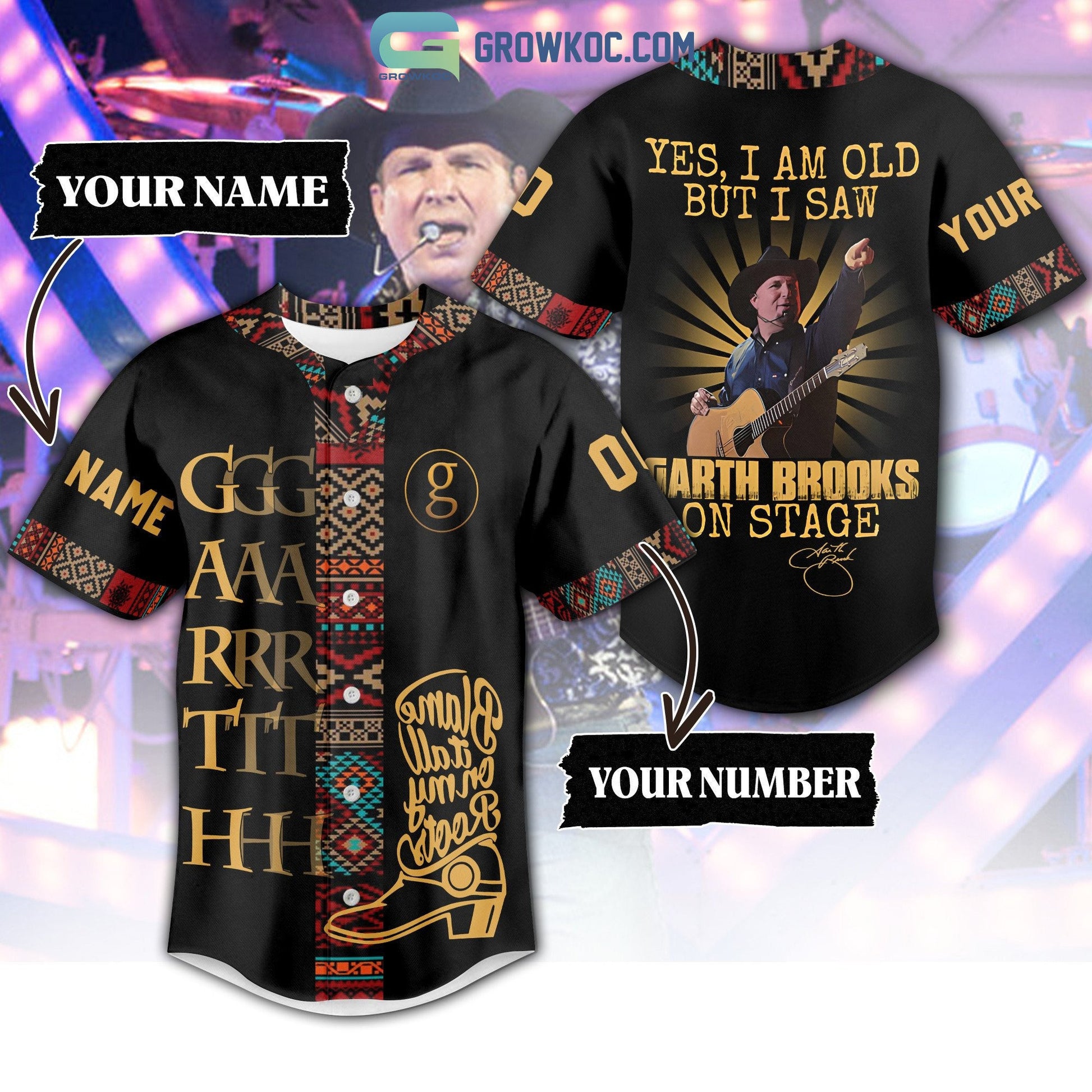 Yes I Am Old But I Saw Garth Brooks On Stage Personalized Baseball Jersey Unisex T-shirt, Sweatshirt, Hoodie, Long Sleeve Tee - T-Shirt, Sweatshirt, Hoodie