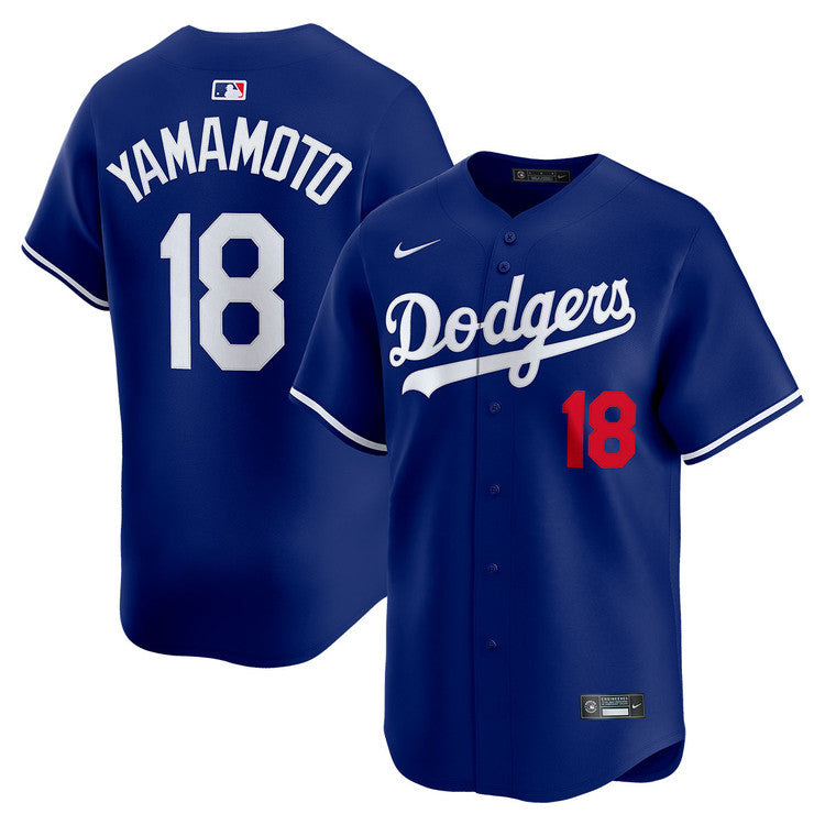 Yoshinobu Yamamoto Los Angeles Dodgers Alternate Limited Jersey - Royal baseball jersey product view 1