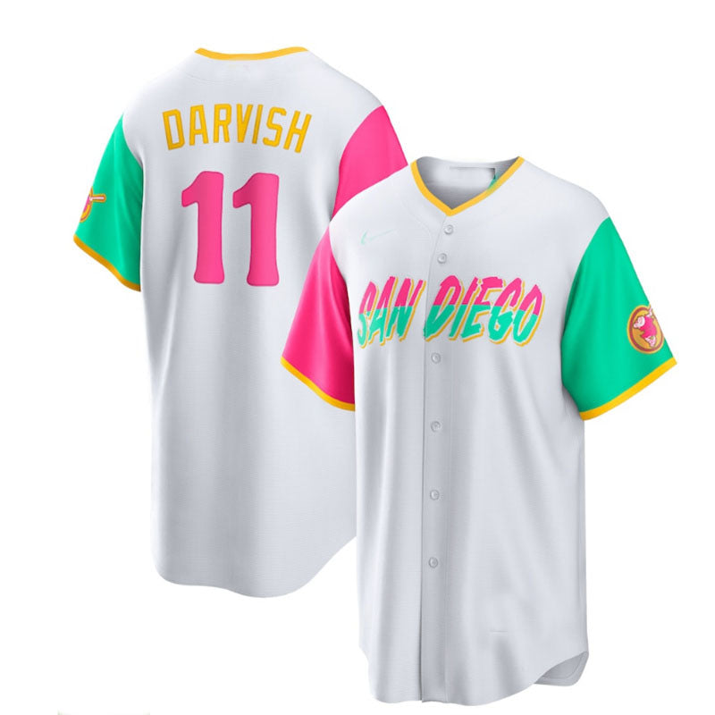 San Diego Padres #11 Yu Darvish 2022 City Connect Replica Player Jersey - White Baseball Jerseys baseball jersey product view 1