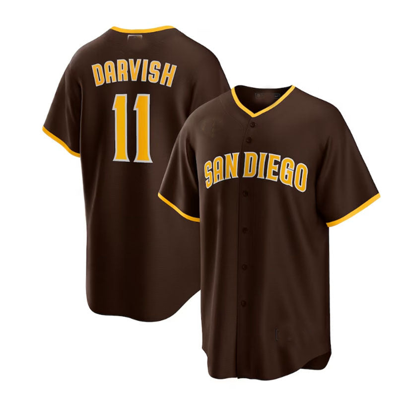 San Diego Padres #11 Yu Darvish Alternate Replica Player Jersey - Brown Baseball Jerseys baseball jersey product view 1