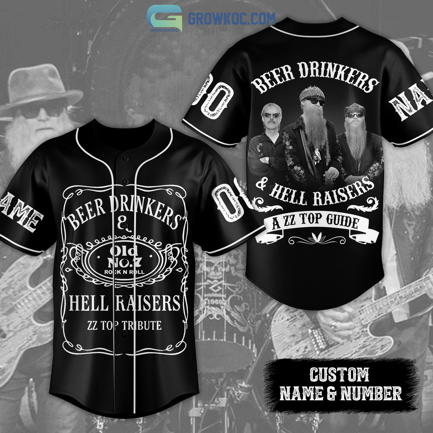 ZZ Top Beer Drinkers&Hell Raisers Personalized Baseball Jersey Unisex T-shirt, Sweatshirt, Hoodie, Long Sleeve Tee - T-Shirt, Sweatshirt, Hoodie