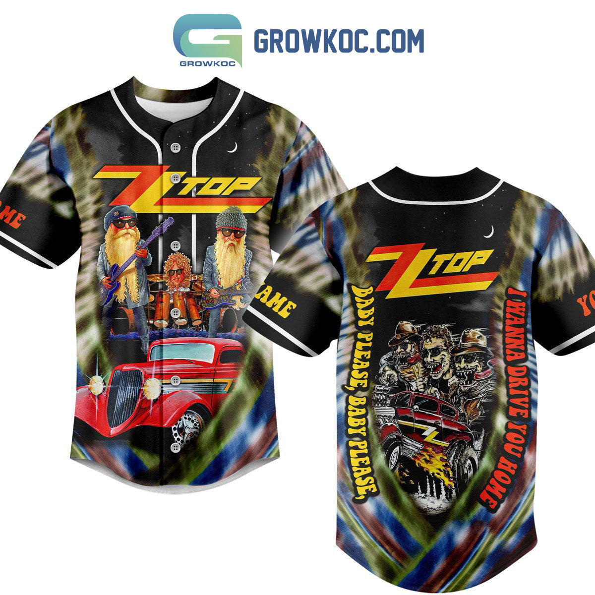 ZZTop Baby Please I Wanna Drive You Home Personalized Baseball Jersey Unisex T-shirt, Sweatshirt, Hoodie, Long Sleeve Tee - T-Shirt, Sweatshirt, Hoodie