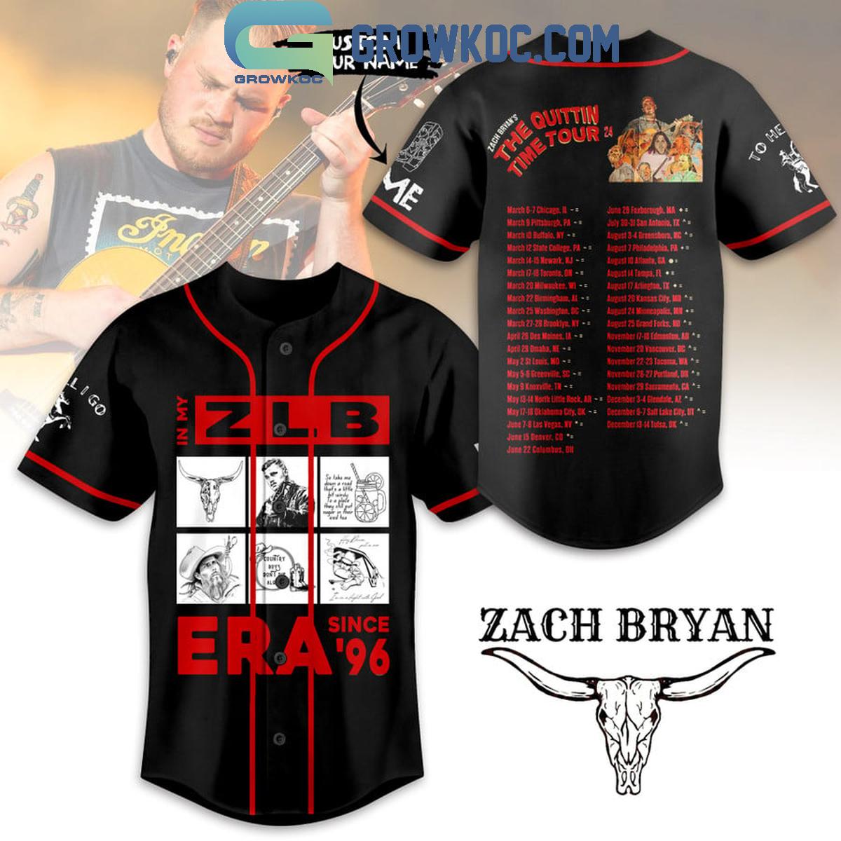 Zach Bryan The Quittin Time Tour 2024 Since 1996 Personalized Baseball Jersey Unisex T-shirt, Sweatshirt, Hoodie, Long Sleeve Tee - T-Shirt, Sweatshirt, Hoodie