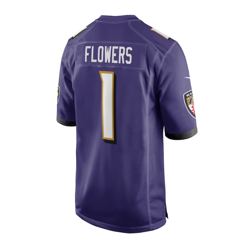 B.Ravens #1 Zay Flowers 2023 Draft First Round Pick Game Jersey - Purple Stitched American Football Jerseys football jersey product view 1